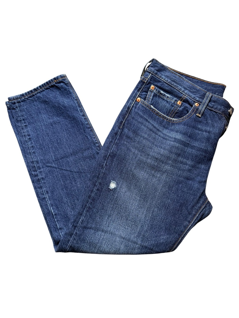 Levi’s 501T Tapered Distressed Button Fly Jeans Blue 34W 28L - Picture 5 of 11